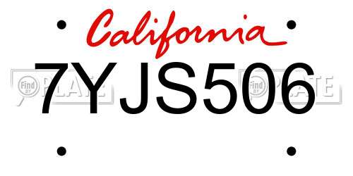 7YJS506 California License Plate