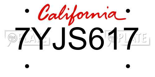 7YJS617 California License Plate