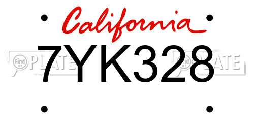 7YK328 California License Plate