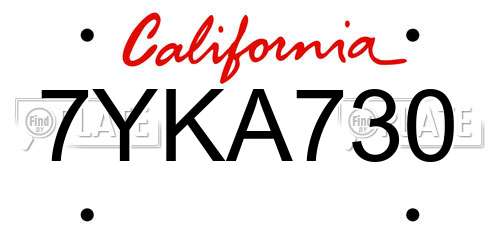 7YKA730 California License Plate