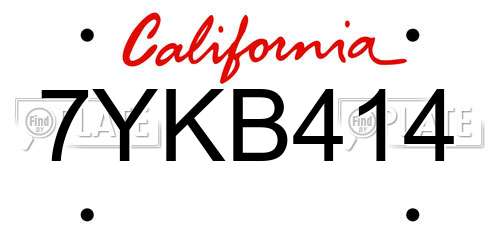 7YKB414 California License Plate