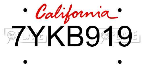7YKB919 California License Plate