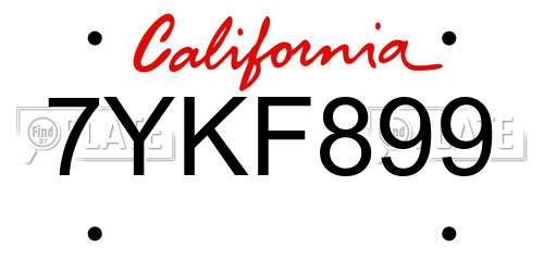 7YKF899 California License Plate