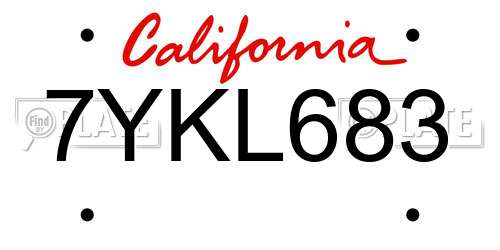 7YKL683 California License Plate