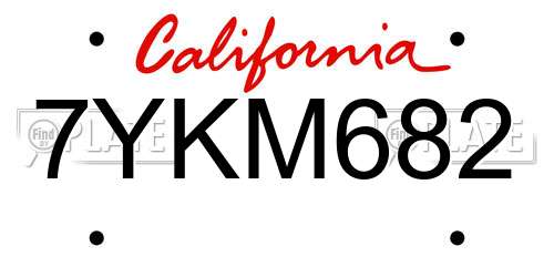 7YKM682 California License Plate