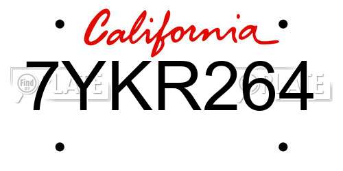 7YKR264 California License Plate