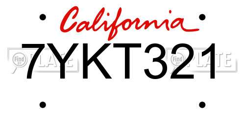 7YKT321 California License Plate