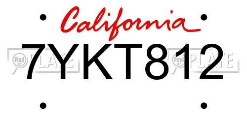 7YKT812 California License Plate