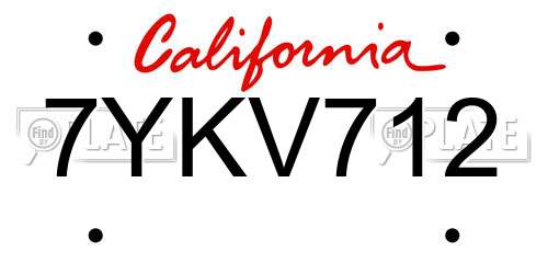7YKV712 California License Plate