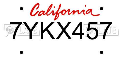7YKX457 California License Plate