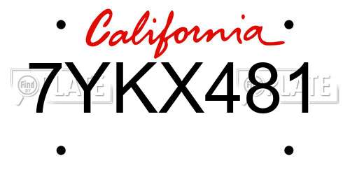 7YKX481 California License Plate
