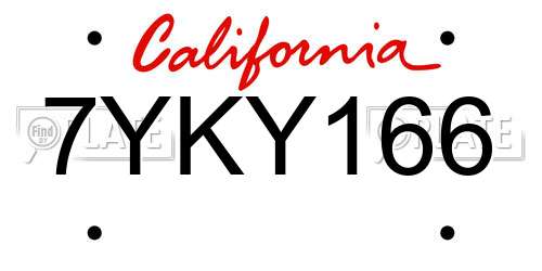 7YKY166 California License Plate