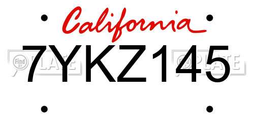 7YKZ145 California License Plate
