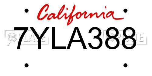 7YLA388 California License Plate