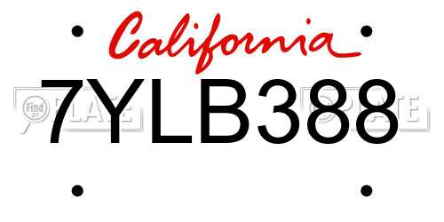 7YLB388 California License Plate