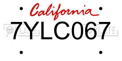 7YLC067 California License Plate