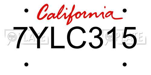 7YLC315 California License Plate