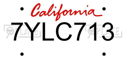7YLC713 California License Plate
