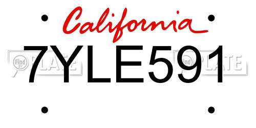 7YLE591 California License Plate