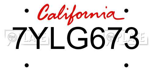 7YLG673 California License Plate