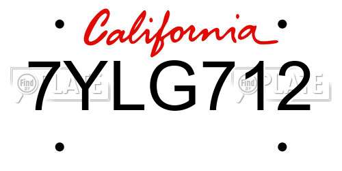 7YLG712 California License Plate