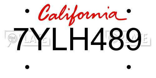 7YLH489 California License Plate