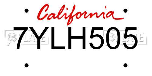 7YLH505 California License Plate
