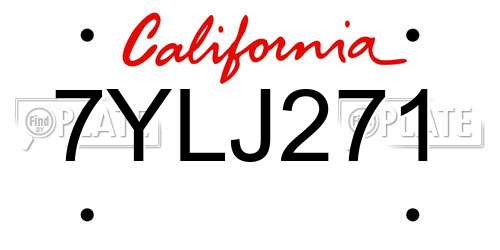 7YLJ271 California License Plate