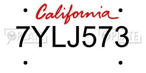 7YLJ573 California License Plate