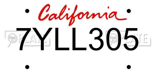 7YLL305 California License Plate