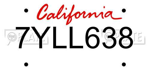 7YLL638 California License Plate