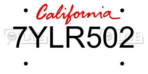 7YLR502 California License Plate