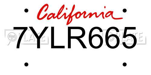 7YLR665 California License Plate