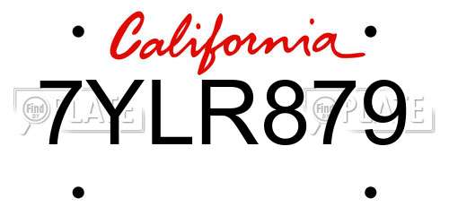7YLR879 California License Plate