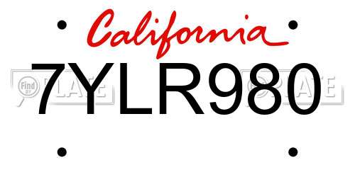 7YLR980 California License Plate