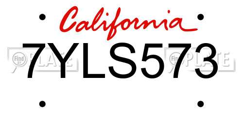 7YLS573 California License Plate