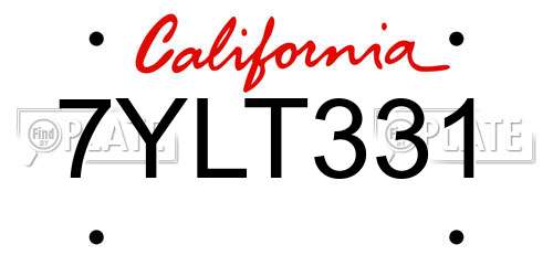 7YLT331 California License Plate