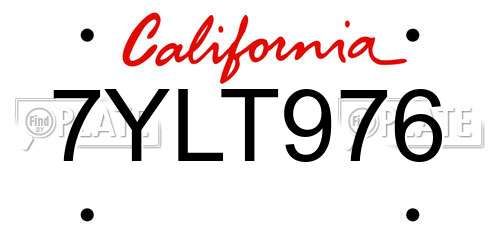 7YLT976 California License Plate