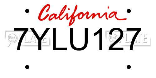 7YLU127 California License Plate