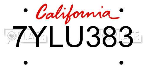 7YLU383 California License Plate