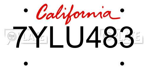 7YLU483 California License Plate
