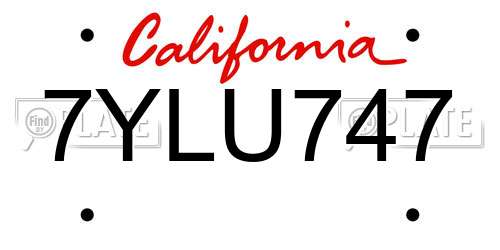 7YLU747 California License Plate