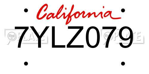 7YLZ079 California License Plate