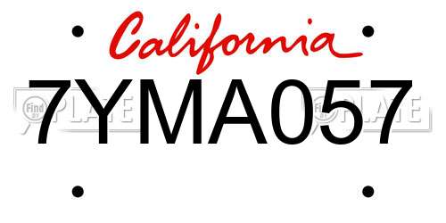 7YMA057 California License Plate