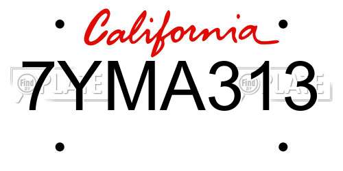 7YMA313 California License Plate
