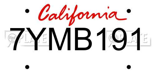 7YMB191 California License Plate