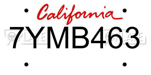 7YMB463 California License Plate