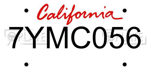 7YMC056 California License Plate
