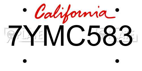 7YMC583 California License Plate