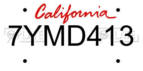 7YMD413 California License Plate